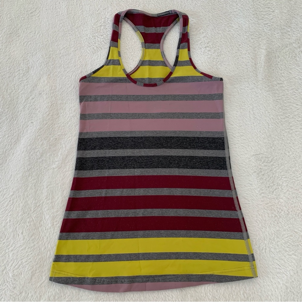 Women’s 2 LULULEMON Cool Racerback Luon Yoga Tank Top Triplet Twin Stripe